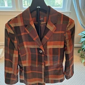 John Meyer Women's Plaid Blazer - Brown and Orange Size 8